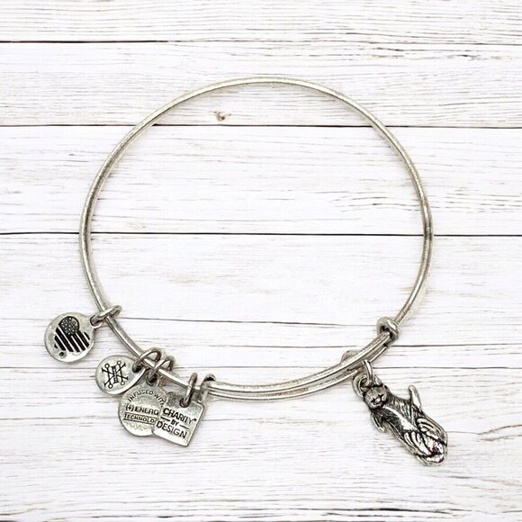 Alex and Ani Otter Charm Bracelet Silver Finish - Expands 2"- 3.5" - Picture 1 of 3